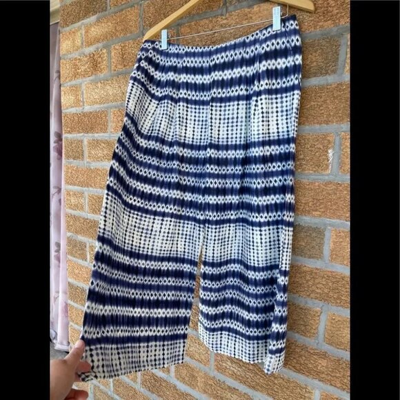 Anthropologie Corey Lynn Calter Blue Linen Wide Cropped Nalu Pants size 10 - Picture 6 of 11